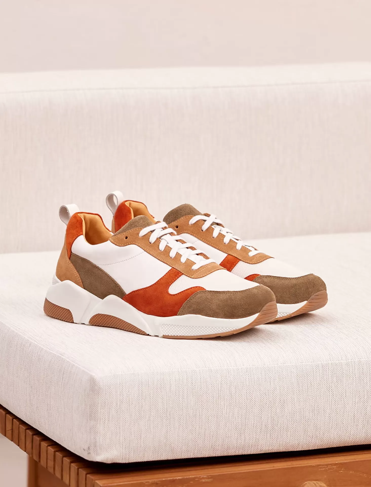 Pied de Biche Sneakers<Running Thelma Blanc, Rouille & Kaki